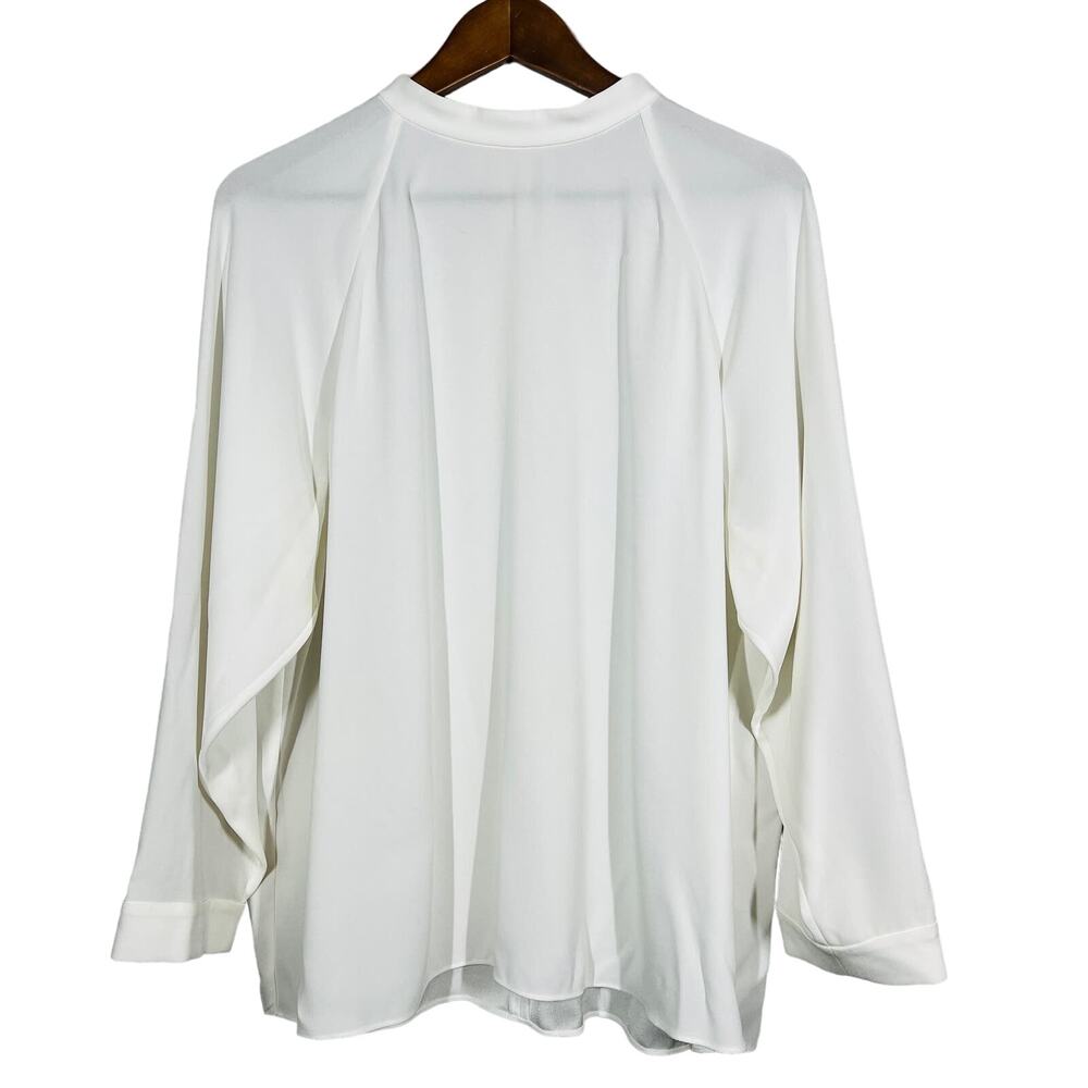 Tibi Draped Tunic Top Mock Neck Long Wing Sleeve Cuffed Ivory - L RESHOOT tag